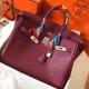 Hermes Bordeaux Birkin 35cm Clemence Handmade Bag