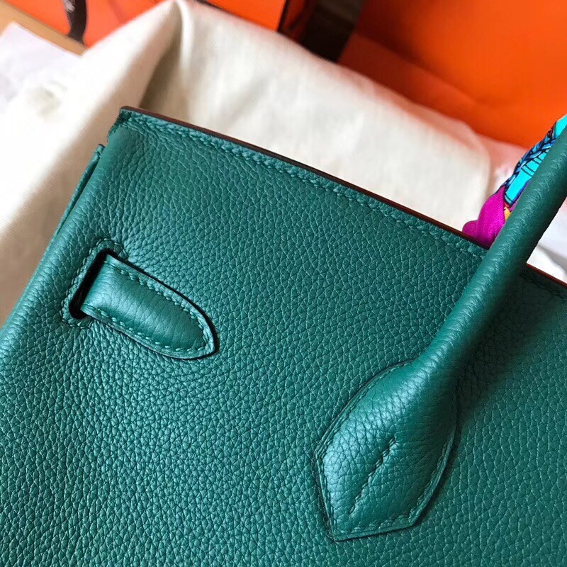 Hermes Malachite Birkin 35cm Clemence Handmade Bag