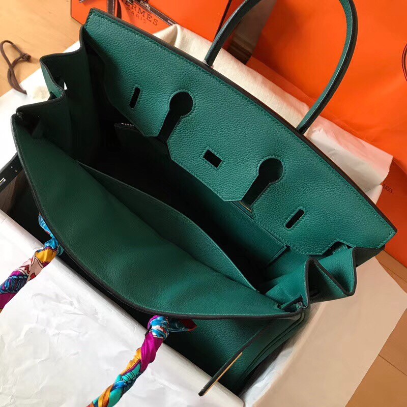 Hermes Malachite Birkin 35cm Clemence Handmade Bag