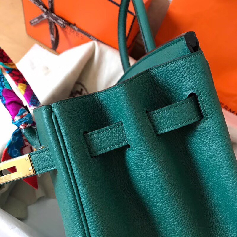 Hermes Malachite Birkin 35cm Clemence Handmade Bag