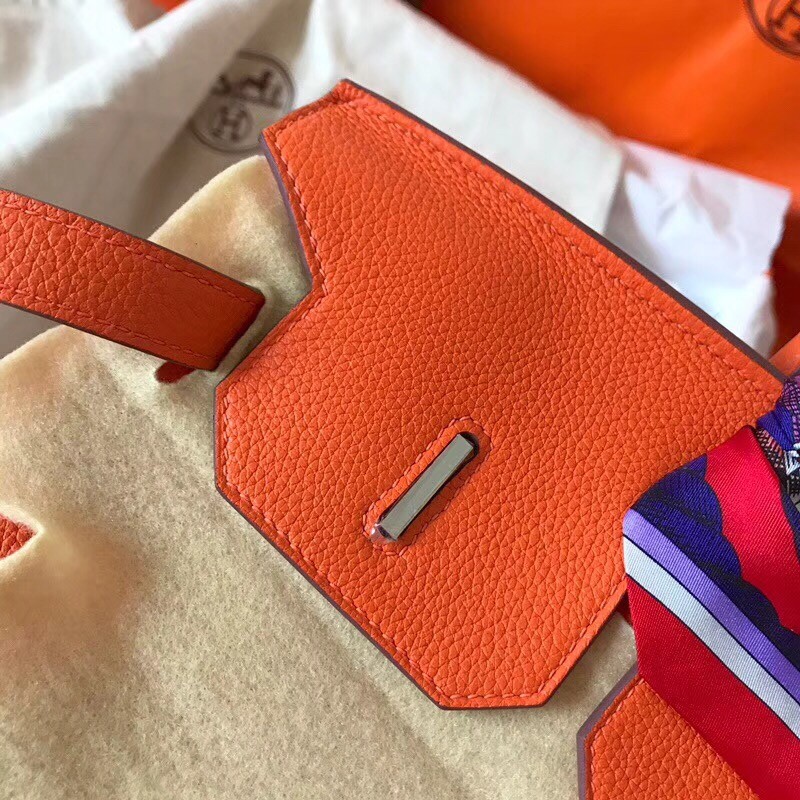 Hermes Orange Birkin 35cm Clemence Handmade Bag