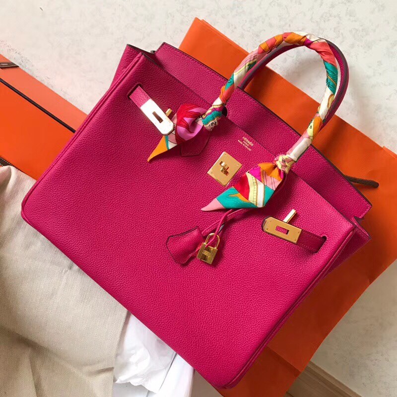 Hermes Peach Birkin 35cm Clemence Handmade Bag