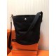 Hermes Grooming Bucket Bag In Black Canvas