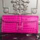 Hermes Jige Elan 29 Clutch In Rose Red Crocodile Leather