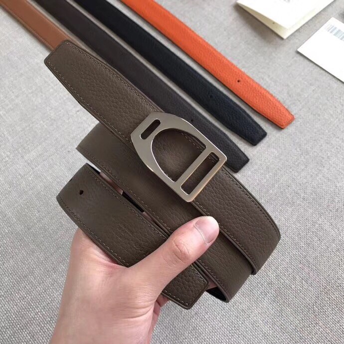 Hermes Etrier Buckle Belt & Taupe Clemence 32 MM Strap