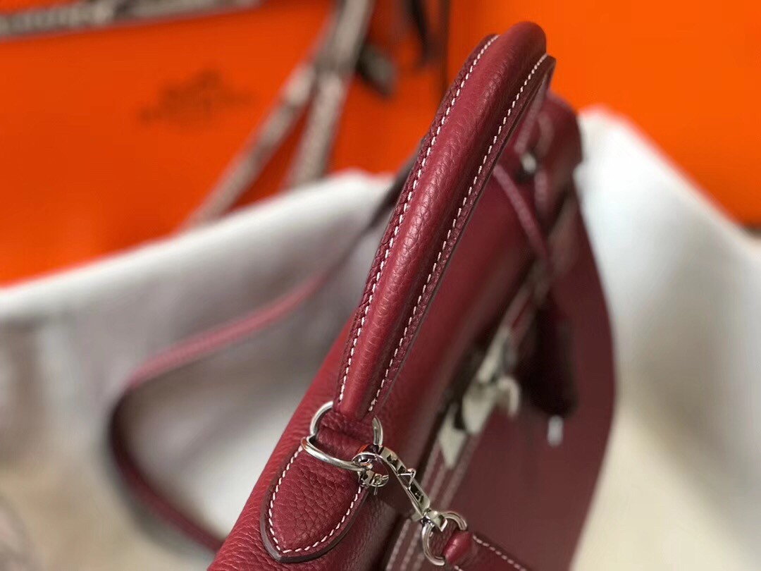 Hermes Bordeaux Clemence Kelly 32cm Retourne Bag