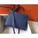 Hermes Blue Agate Epsom Kelly 32cm Sellier Bag