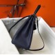 Hermes Navy Blue Clemence Kelly 28cm Bag