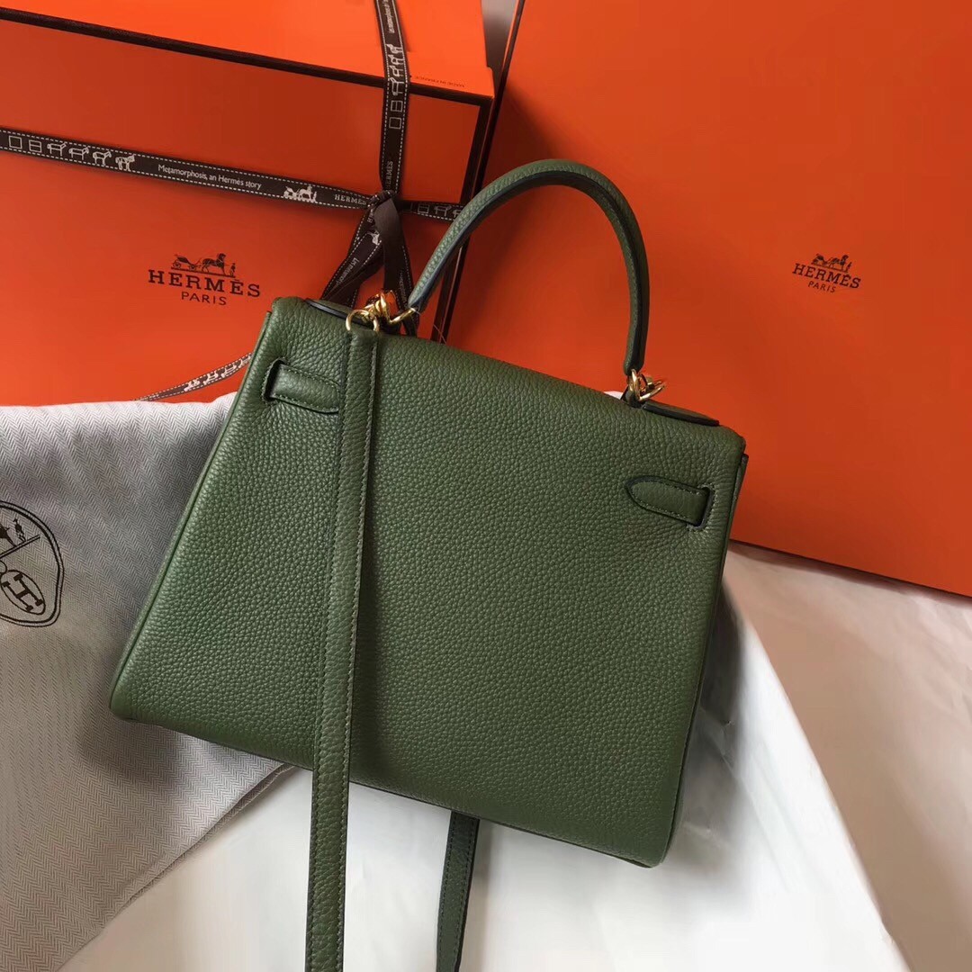 Hermes Canopee Clemence Kelly 28cm Bag