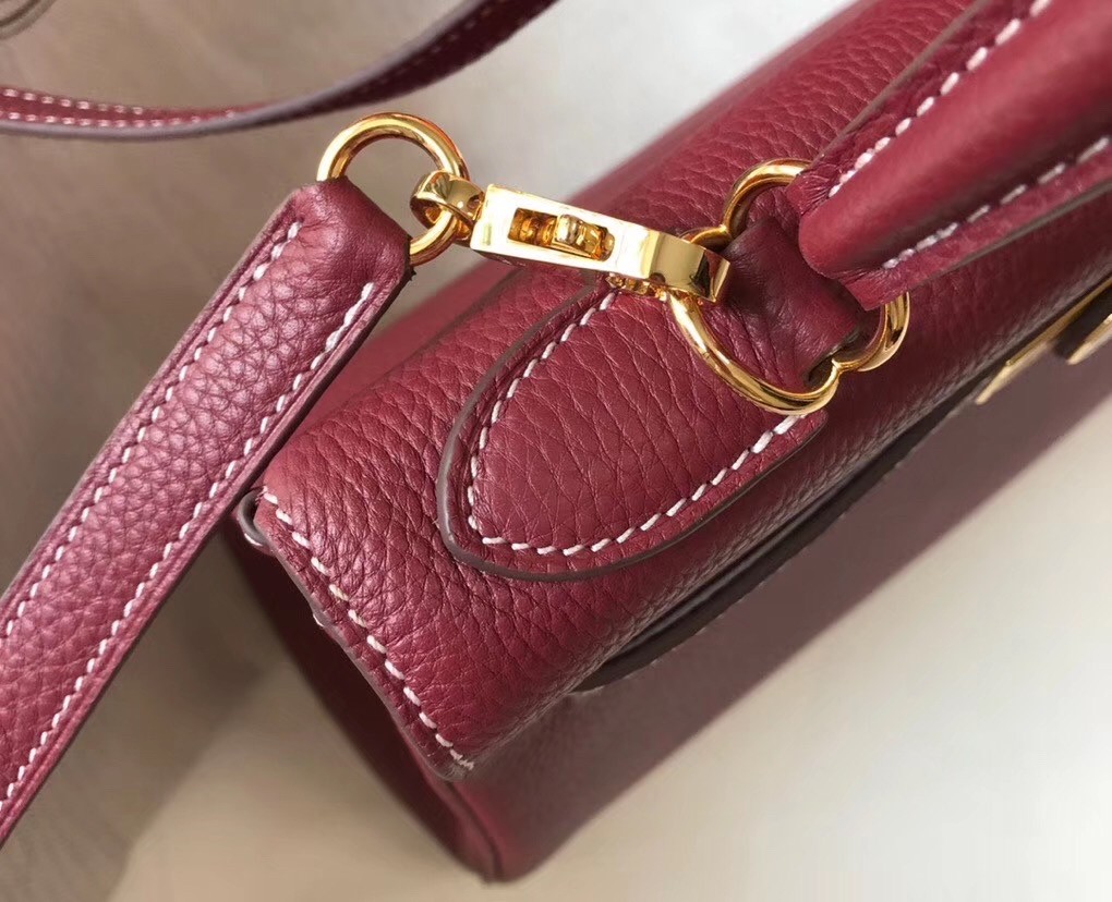 Hermes Bordeaux Clemence Kelly 25cm GHW Bag