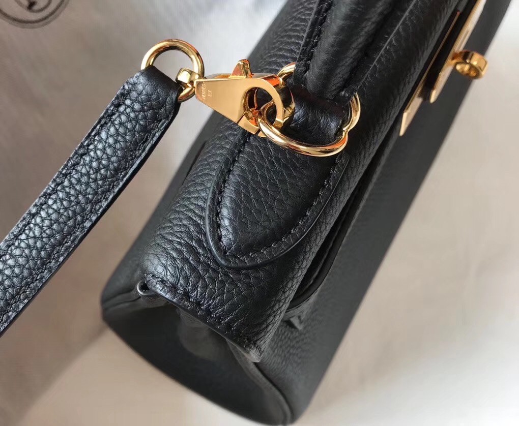 Hermes Black Clemence Kelly 25cm GHW Bag