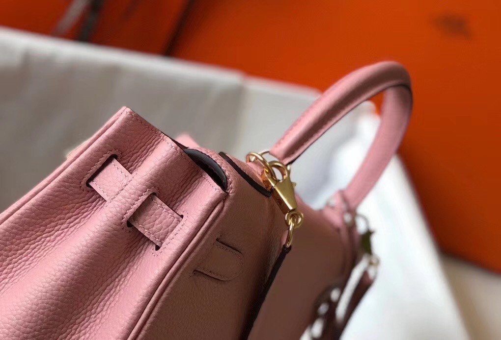 Hermes Pink Clemence Kelly 25cm GHW Bag