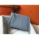 Hermes Halzan Bag In Blue Lin Clemence Leather