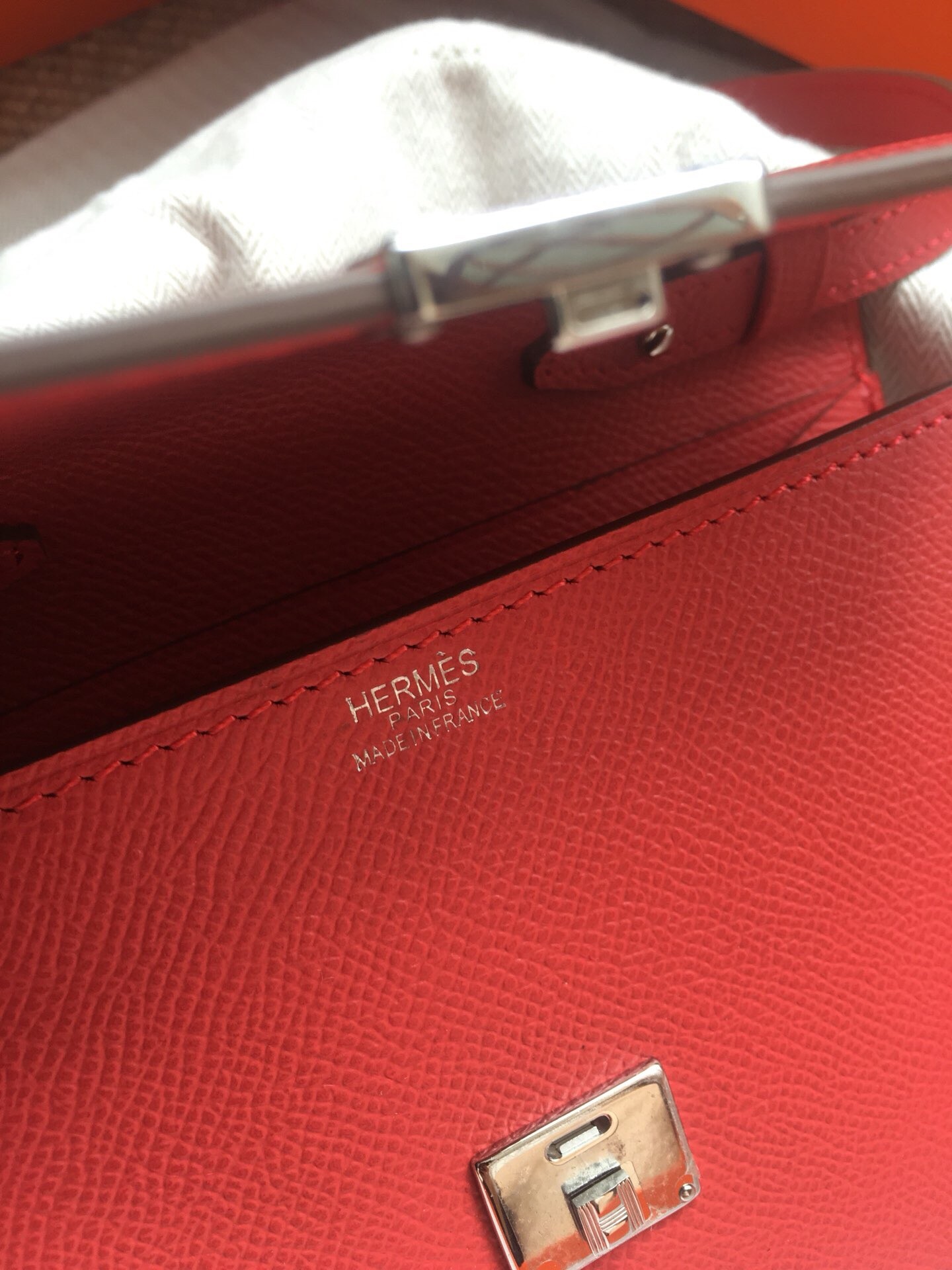 Hermes Red Clic 16 Wallet With Strap