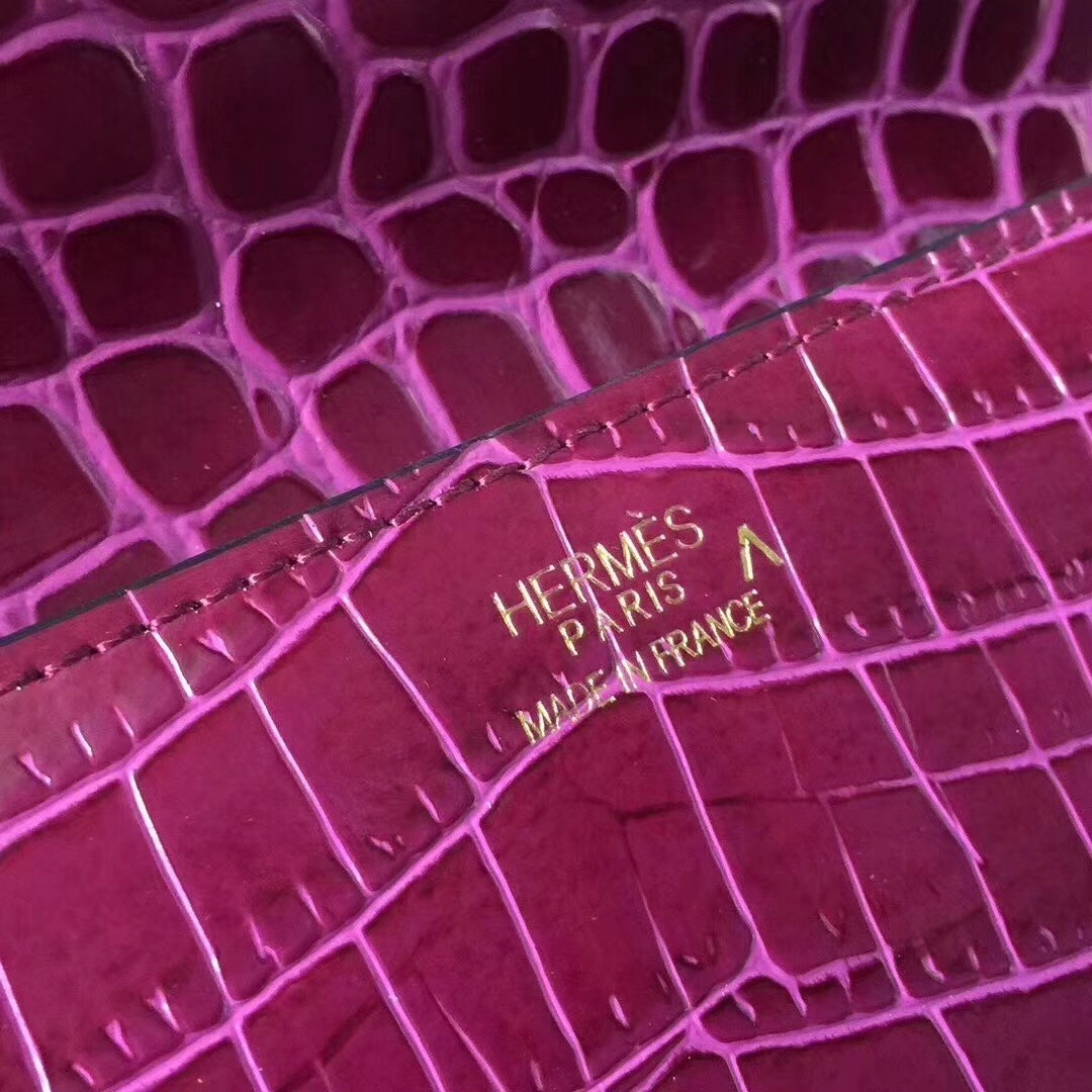 Hermes Medor Clutch Bag In Fuchsia Crocodile Leather