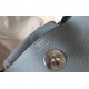 Hermes Lindy 30cm Bag In Blue Lin Clemence Leather