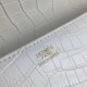 Hermes Medor Clutch Bag In White Crocodile Leather