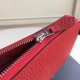 Hermes Red Clemence Azap Zipped Wallet