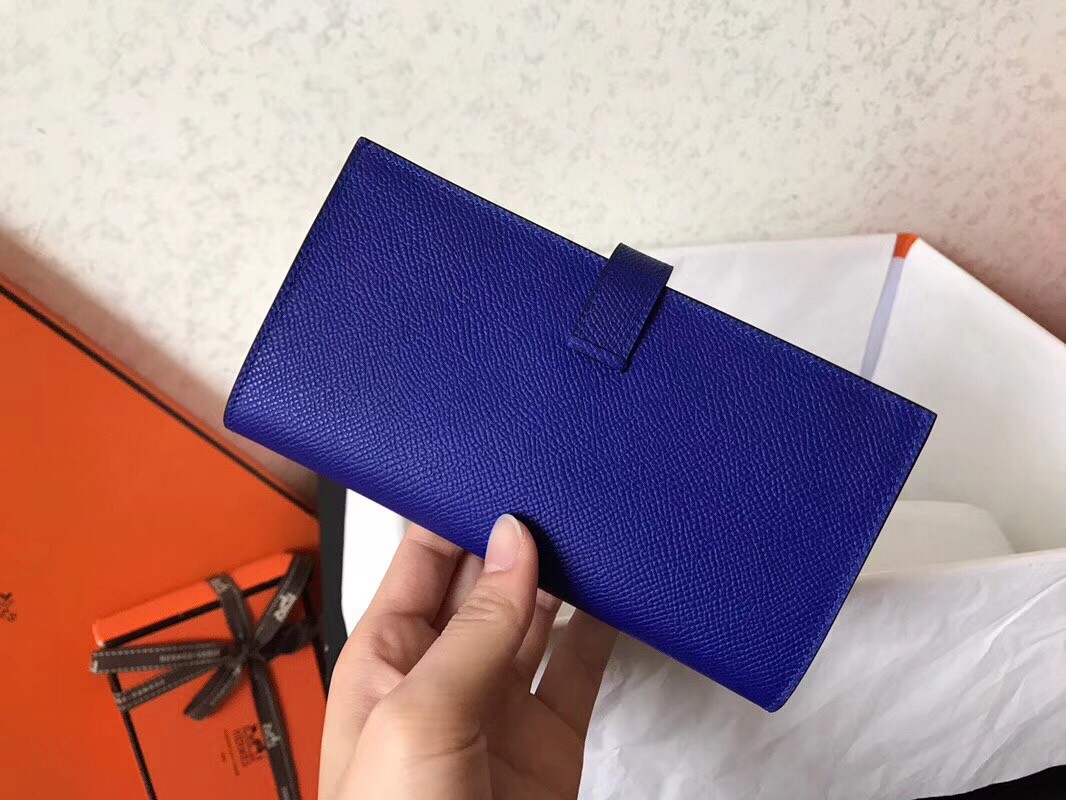 Hermes Blue Electric Epsom Bearn Gusset Wallet