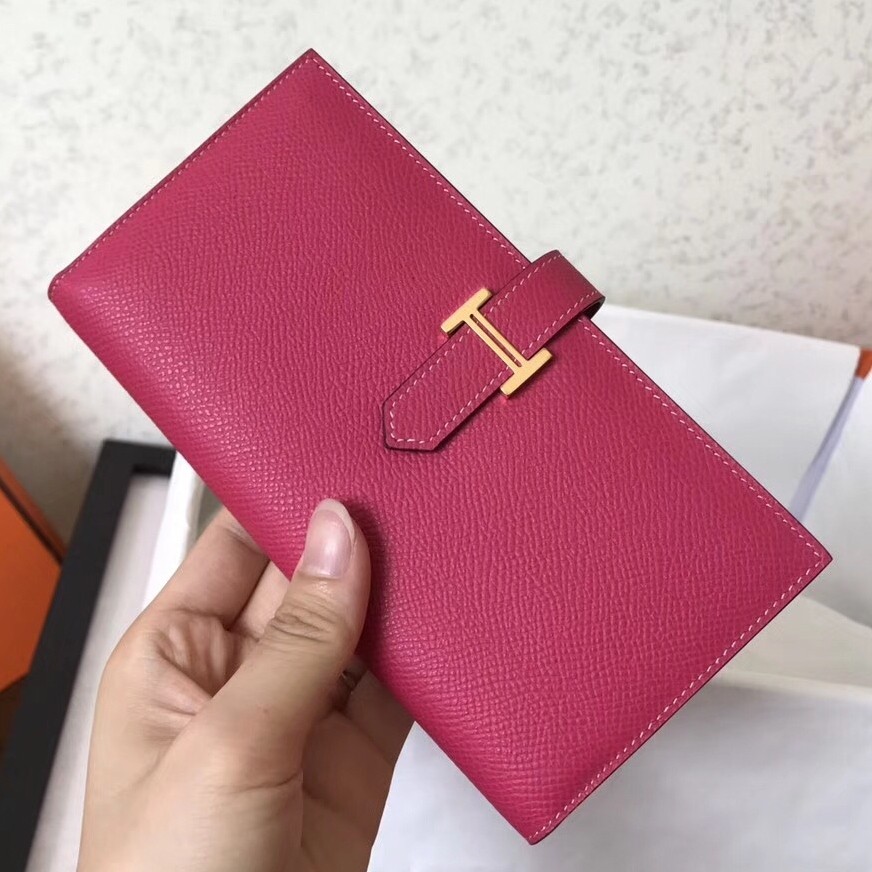 Hermes Peach Epsom Bearn Gusset Wallet