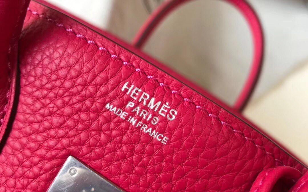 Hermes Birkin 25cm Bag In Rose Red Clemence Leather