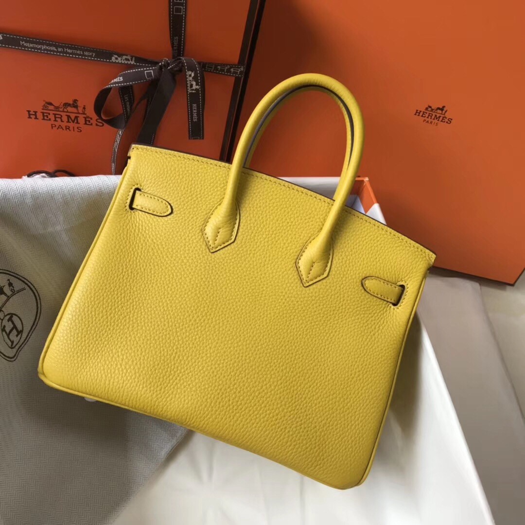 Hermes Birkin 25cm Bag In Soleil Clemence Leather