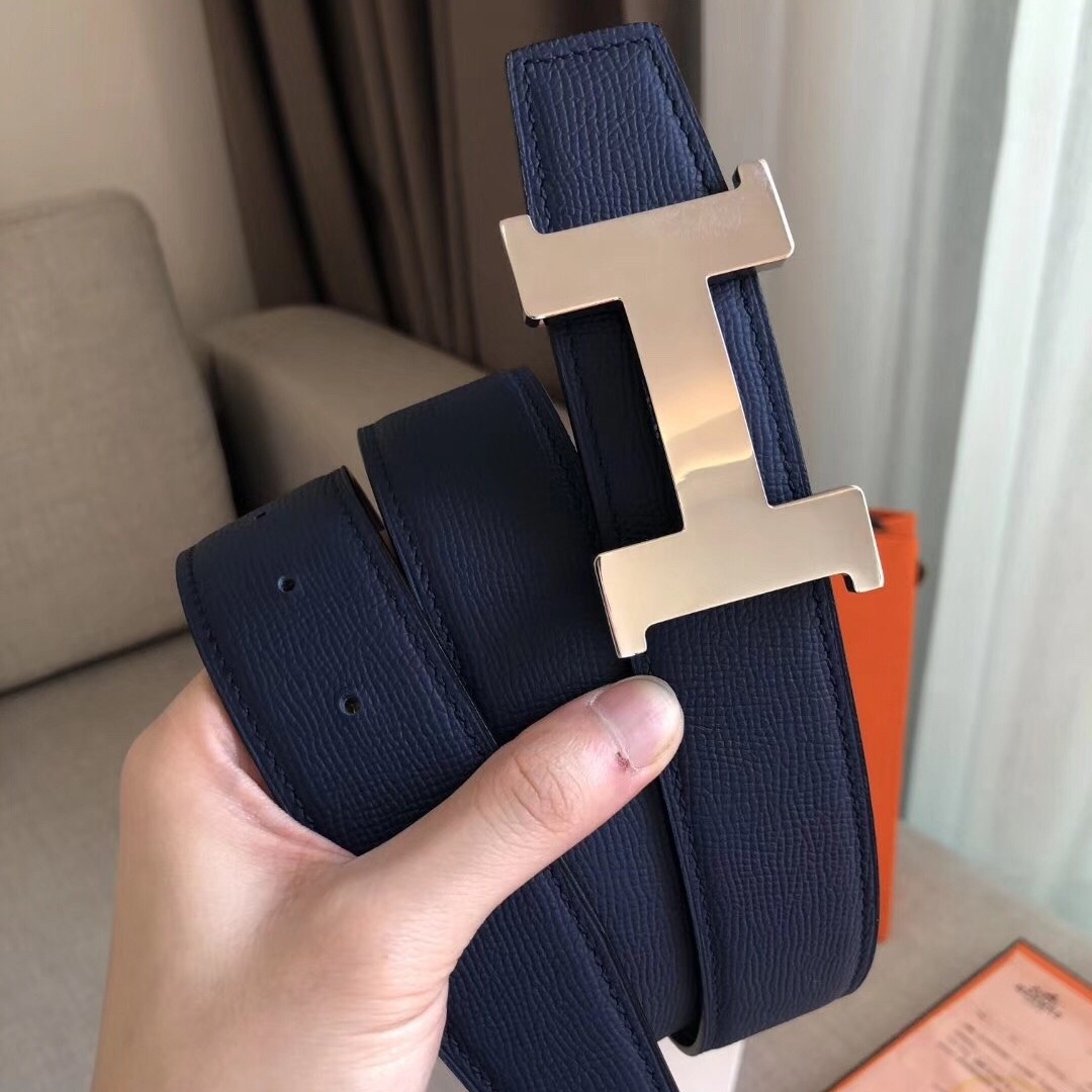 Hermes Constance Belt Buckle & Blue Epsom 38 MM Strap