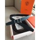 Hermes Officier Reversible 38mm Belt In Blue Clemence Leather