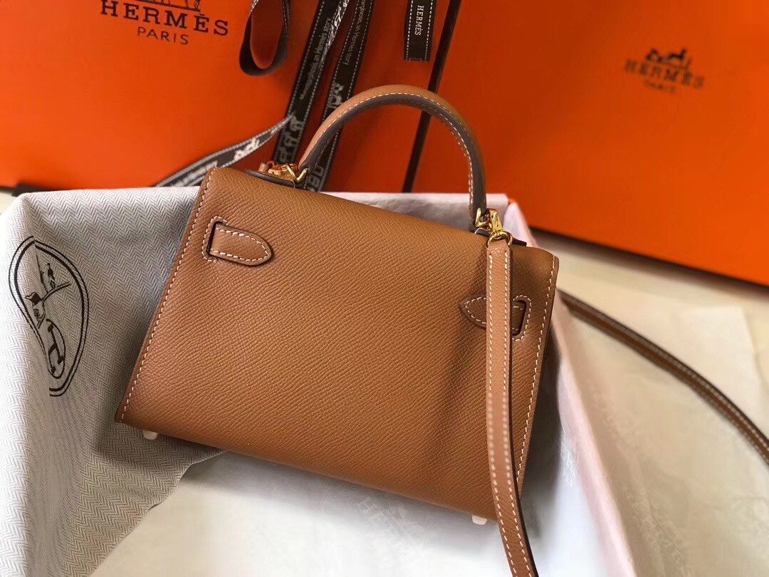 Hermes Kelly Mini II Bag In Gold Epsom Leather