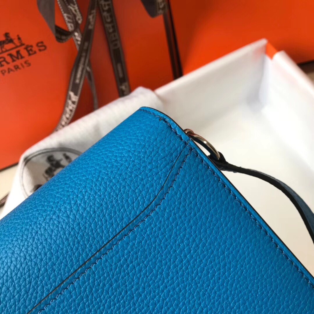 Hermes Mini Sac Roulis 18cm Bag In Blue Hydra Evercolor Calfskin