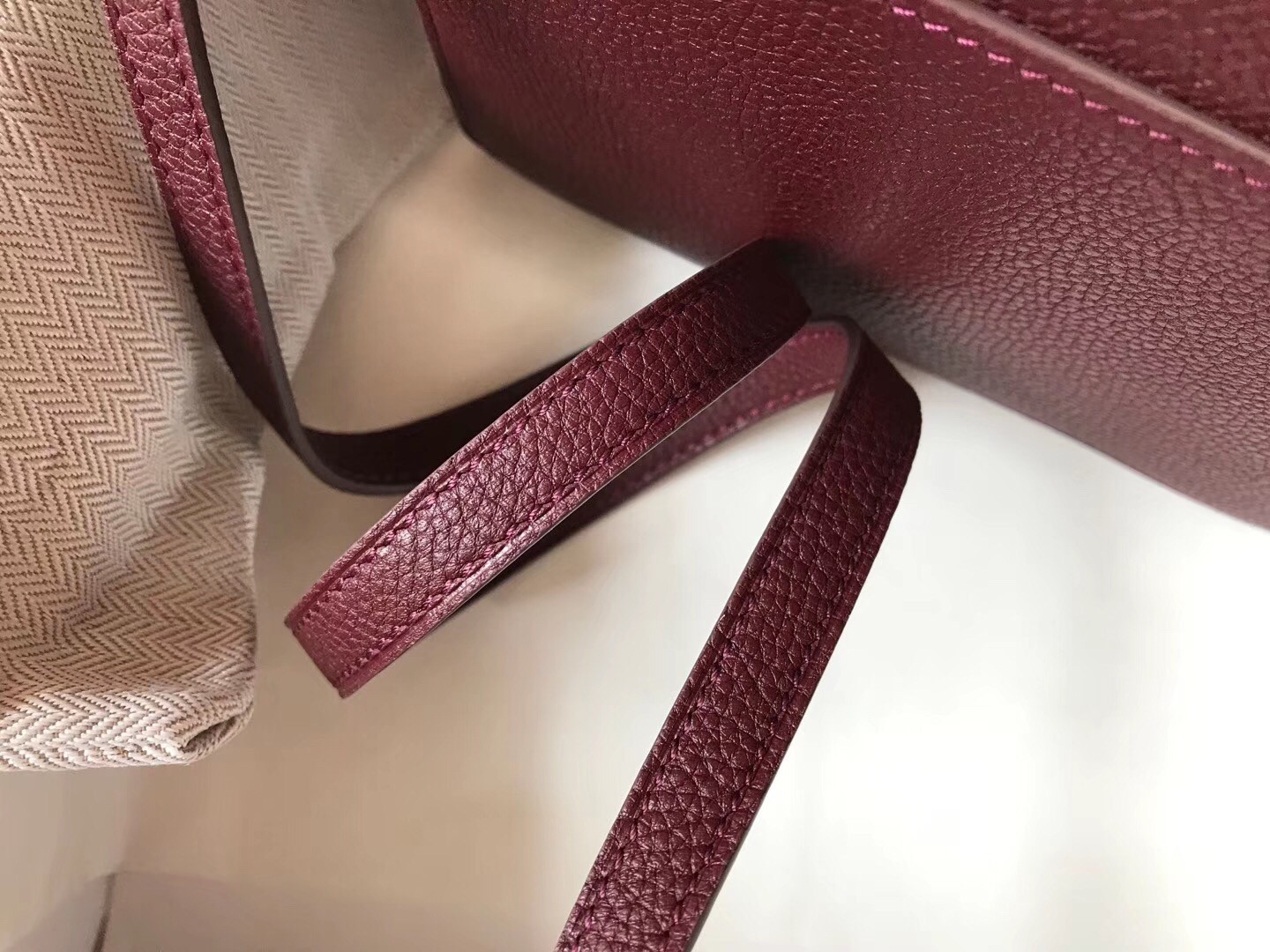 Hermes Mini Sac Roulis 18cm Bag In Burgundy Evercolor Calfskin