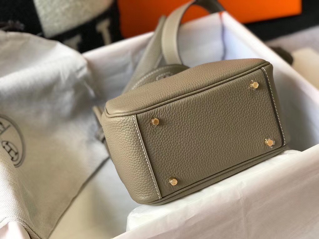 Hermes Mini Lindy Bag In Gris Tourterelle Clemence Leather