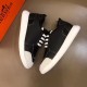 Hermes Vitesse Sneaker In Black Epsom and Technical Canvas