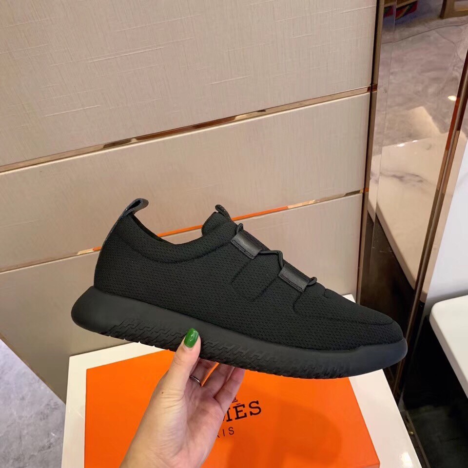 Hermes Team Sneakers In Black Double-sided Technical Mesh