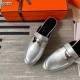 Hermes Trocadero Mule In Silver Nappa Leather