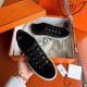 Hermes Velvet Sneakers In Black Velvet With Embroidered Wing Patch