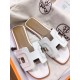 Hermes Oran Sandals In White Leather With Stitched Detail