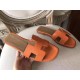 Hermes Oran Sandals In Orange Epsom Leather