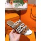 Hermes Thalassa Sandals In Brown/White Lambskin