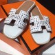 Hermes Oran Studs Sandals In White Leather