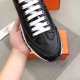 Hermes Trail Sneakers In Noir Calfskin Leather