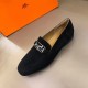 Hermes Men's Tenor Loafers In Black Suede Leather