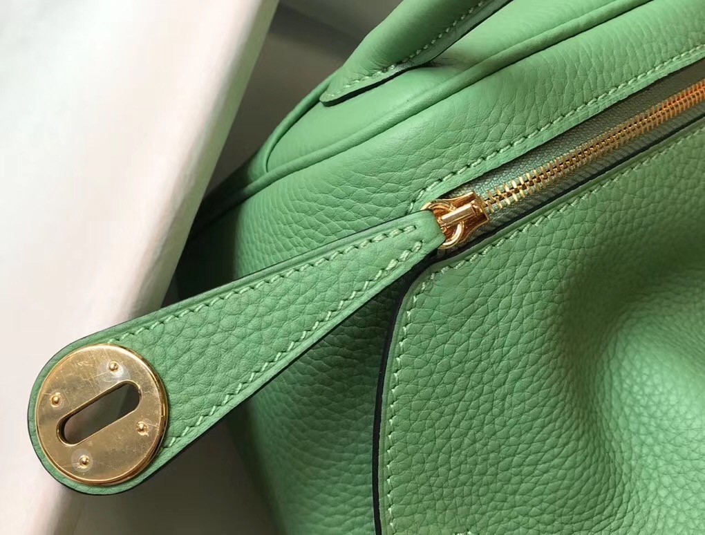 Hermes Lindy Mini Bag In Vert Criquet Clemence Calfskin