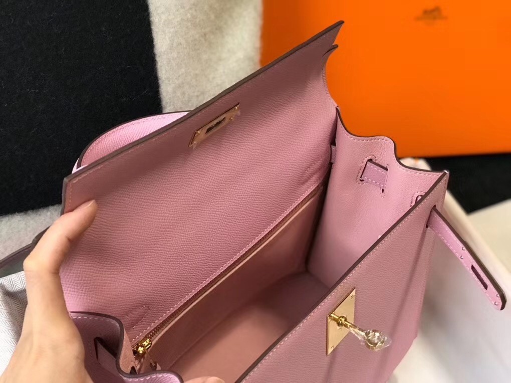 Hermes Mauve Sylvestre Epsom Kelly 28cm Sellier Bag GHW