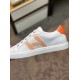 Hermes Avantage Sneakers In White/Orange Calfskin