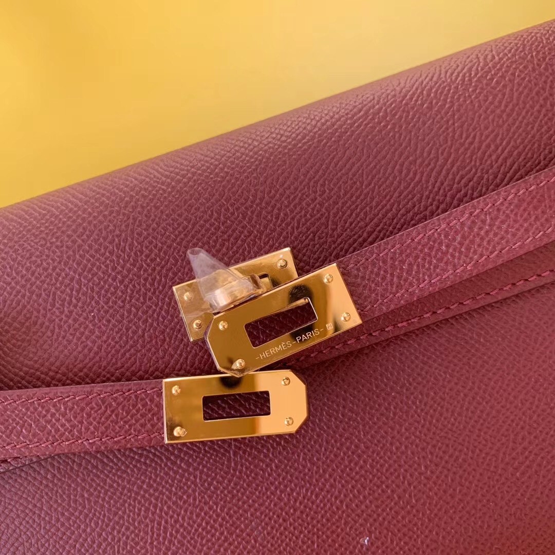 Hermes Kelly Classique To Go Wallet In Bordeaux Epsom Calfskin