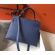 Hermes Kelly 28cm Sellier Bag In Blue Agate Epsom Leather