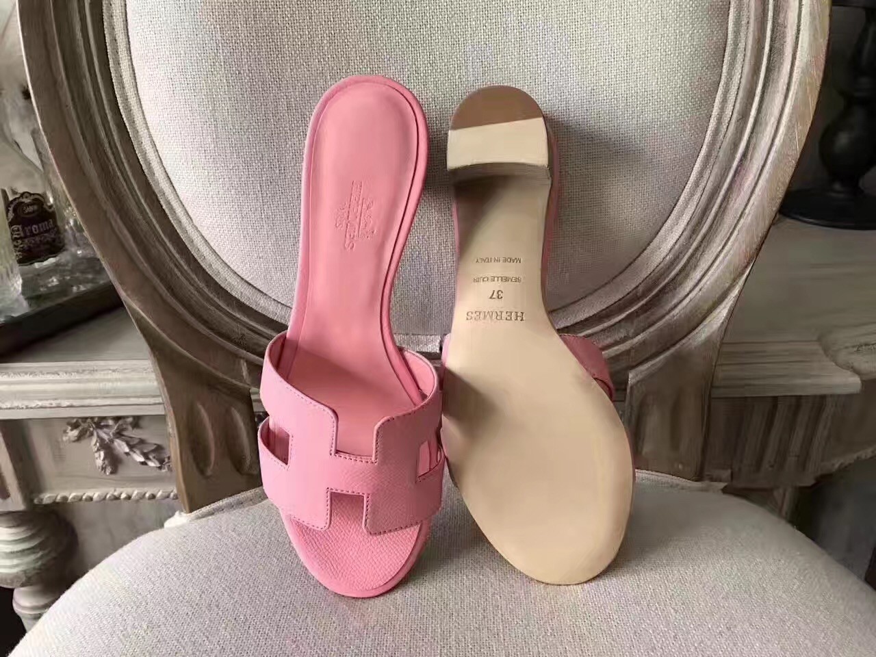 Hermes Pink Epsom Oasis Sandals