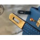 Hermes Kelly 25cm Retourne Bag In Agate Blue Clemence Leather