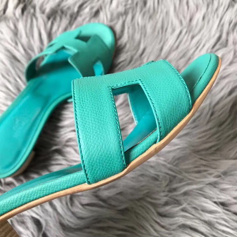 Hermes Oasis Sandals In Vert Veronese Epsom Leather